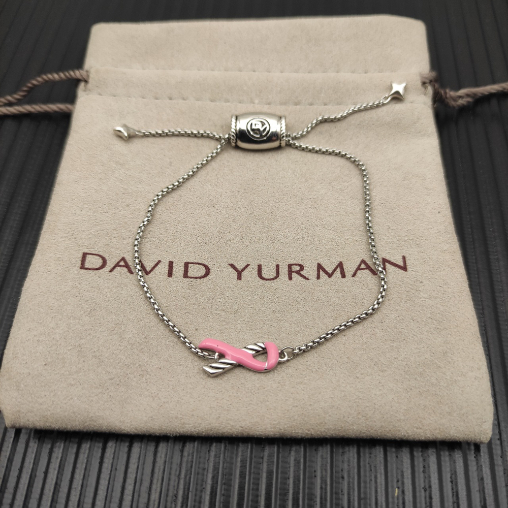 David Yurman Pink Ceramic Silver Madison Chain Bracelet